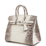 Hermes Birkin 25 Himalaya Niloticus Crocodile Palladium Hardware