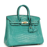Hermes Birkin 25 Bleu Paon Matte Alligator Gold Hardware