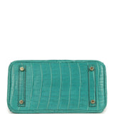 Hermes Birkin 25 Bleu Paon Matte Alligator Gold Hardware