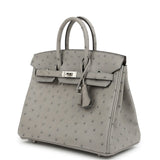 Hermes Birkin 25 Gris Mouette Ostrich Palladium Hardware - Thumbnail View 5