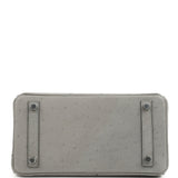 Hermes Birkin 25 Gris Mouette Ostrich Palladium Hardware - Thumbnail View 6
