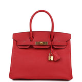 Hermes Special Order (HSS) Birkin 30 Rouge Casaque Epsom Gold Hardware