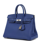 Pre-owned Hermes Birkin 25 Bleu Electric Togo Palladium Hardware