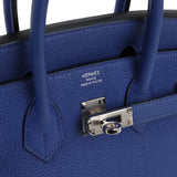Pre-owned Hermes Birkin 25 Bleu Electric Togo Palladium Hardware
