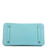 Hermes Birkin 35 Bleu Atoll Clemence Palladium Hardware