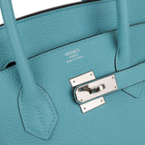 Hermes Birkin 35 Bleu Atoll Clemence Palladium Hardware