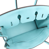 Hermes Birkin 35 Bleu Atoll Clemence Palladium Hardware