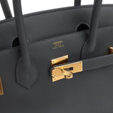Hermes Shoulder Birkin Light 29 Ardoise Evercolor Gold Hardware