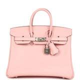 Pre-owned Hermes Birkin 25 Rose Sakura Jonathan Palladium Hardware