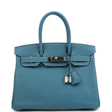 Pre-owned Hermes Birkin 30 Blue Jean Togo Palladium Hardware - Thumbnail View 1