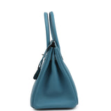 Pre-owned Hermes Birkin 30 Blue Jean Togo Palladium Hardware - Thumbnail View 3