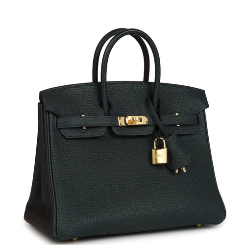 Pre-owned Hermes Birkin 25 Vert Rousseau Togo Gold Hardware