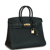 Pre-owned Hermes Birkin 25 Vert Rousseau Togo Gold Hardware