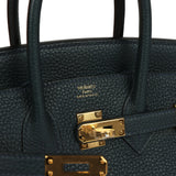 Pre-owned Hermes Birkin 25 Vert Rousseau Togo Gold Hardware