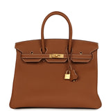Hermes Birkin 35 Gold Togo Brushed Gold Hardware