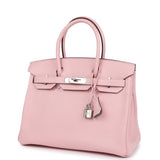 Pre-owned Hermes Special Order (HSS) Birkin 30 Rose Sakura Verso Chèvre Palladium Hardware