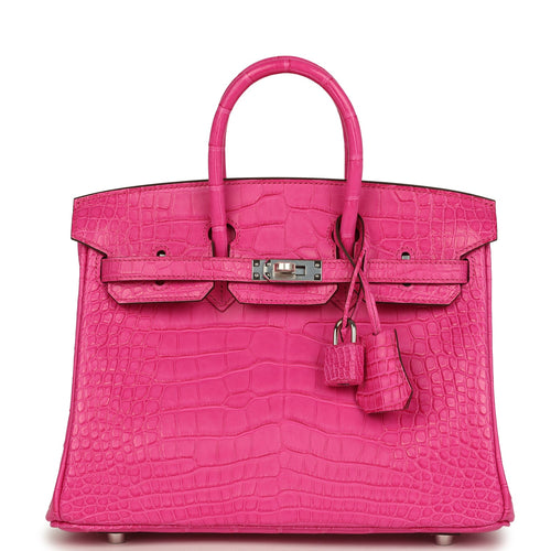 Hermes Birkin 25 Rose Shocking Matte Alligator Palladium Hardware