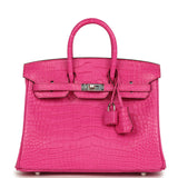 Hermes Birkin 25 Rose Shocking Matte Alligator Palladium Hardware