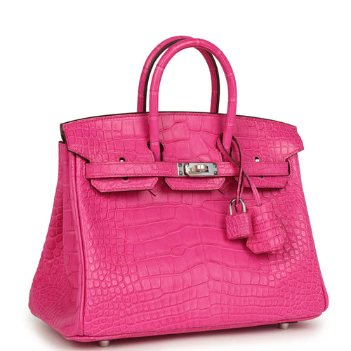 Hermes Birkin 25 Rose Shocking Matte Alligator Palladium Hardware