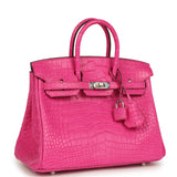 Hermes Birkin 25 Rose Shocking Matte Alligator Palladium Hardware