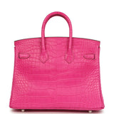 Hermes Birkin 25 Rose Shocking Matte Alligator Palladium Hardware