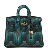 Pre-owned Jay Ahr Hermes Birkin 25 Vert Rousseau Togo with Geometric Embroidery Gold Hardware - Thumbnail View 1