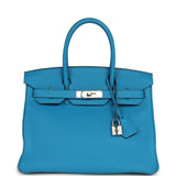 Hermes Birkin 30 Bleu Zanzibar Verso Togo Palladium Hardware