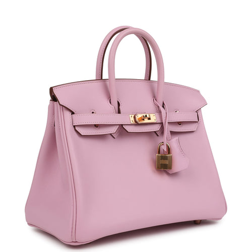 Hermes Birkin 25 Mauve Sylvestre Swift Rose Gold Hardware