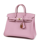 Hermes Birkin 25 Mauve Sylvestre Swift Rose Gold Hardware