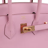 Hermes Birkin 25 Mauve Sylvestre Swift Rose Gold Hardware