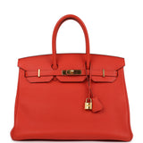 Pre-owned Hermes Birkin 35 Capucine Togo Gold Hardware
