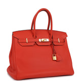 Pre-owned Hermes Birkin 35 Capucine Togo Gold Hardware