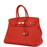 Pre-owned Hermes Birkin 35 Capucine Togo Gold Hardware