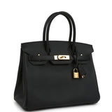 Pre-owned Hermes Birkin 30 Black Epsom Gold Hardware