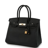 Pre-owned Hermes Birkin 30 Black Epsom Gold Hardware