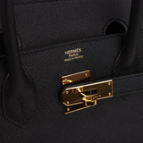 Pre-owned Hermes Birkin 30 Black Epsom Gold Hardware