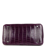 Pre-owned Hermes Birkin 35 Amethyst Shiny Porosus Crocodile Palladium Hardware