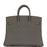Pre-owned Hermes Birkin 25 Etain Togo Rose Gold Hardware