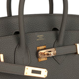 Pre-owned Hermes Birkin 25 Etain Togo Rose Gold Hardware