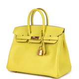 Pre-owned Hermes Birkin 25 Lime Swift Gold Hardware