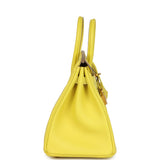 Pre-owned Hermes Birkin 25 Lime Swift Gold Hardware