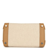 Hermes Birkin 25 Ecru and Beige Toile H Canvas and Biscuit Swift Palladium Hardware