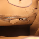 Hermes Birkin 25 Ecru and Beige Toile H Canvas and Biscuit Swift Palladium Hardware