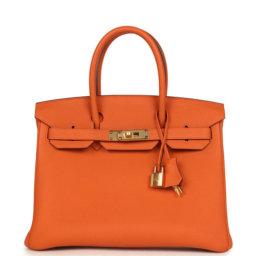 Pre-owned Hermes Birkin 30 Orange Togo Gold Hardware