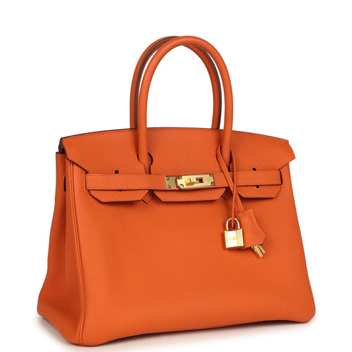 Pre-owned Hermes Birkin 30 Orange Togo Gold Hardware