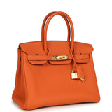 Pre-owned Hermes Birkin 30 Orange Togo Gold Hardware