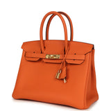 Pre-owned Hermes Birkin 30 Orange Togo Gold Hardware