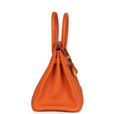 Pre-owned Hermes Birkin 30 Orange Togo Gold Hardware
