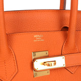 Pre-owned Hermes Birkin 30 Orange Togo Gold Hardware