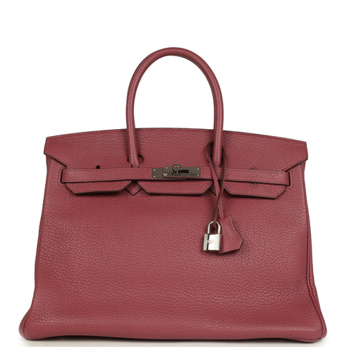 Pre-owned Hermes Birkin 35 Bois De Rose Fjord Palladium Hardware